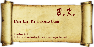 Berta Krizosztom névjegykártya